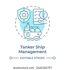 Tanker ship management soft blue concept icon. Transporting liquid cargo. Vessel type regulation solution. Round shape line illustration. Abstract idea. Graphic design. Easy to use in booklet