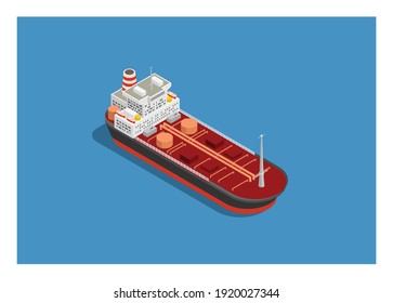 Tanker ship. Simple flat illustration in isometric view