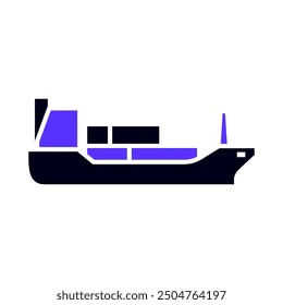 Tanker ship transport flat icon, side view