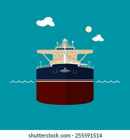 A Tanker Or Tank Ship , A Merchant Vessel Designed To Transport Liquids, Vector Illustration