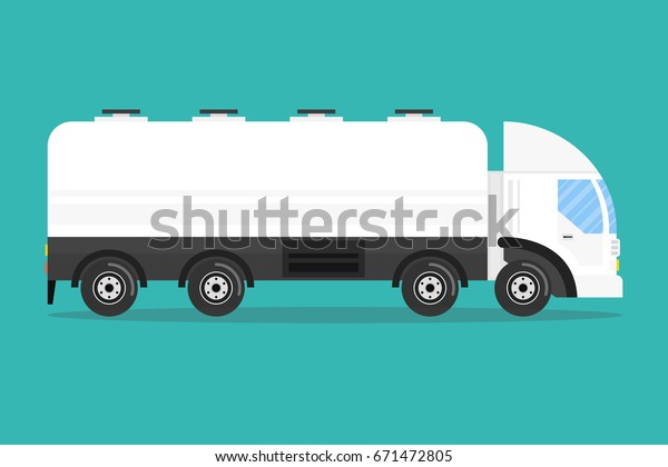 Tanker\
truck. Flat cartoon style. Vector\
illustration.