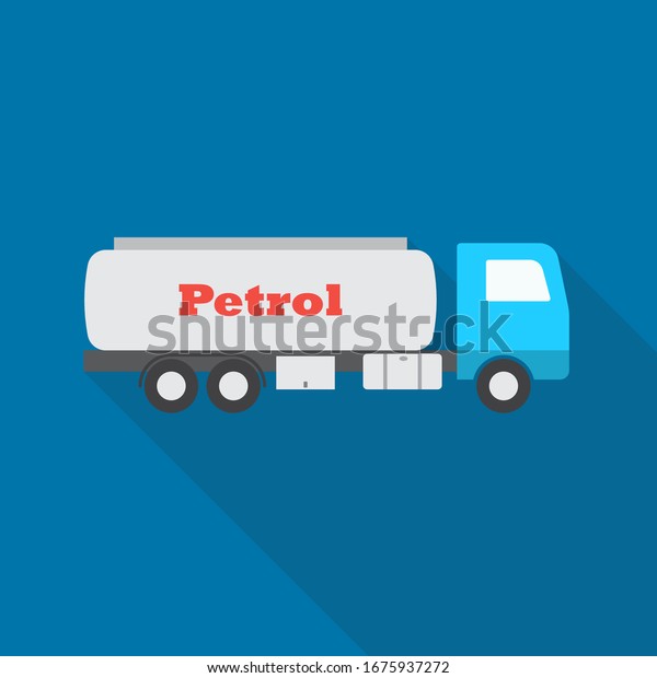 Tanker Truck Gasoline Petrol Hauler Flat Icon.\
Vector Illustration\
Eps10