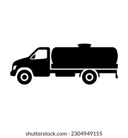 Tanker truck icon. Black silhouette. Side view. Vector simple flat graphic illustration. Isolated object on a white background. Isolate.