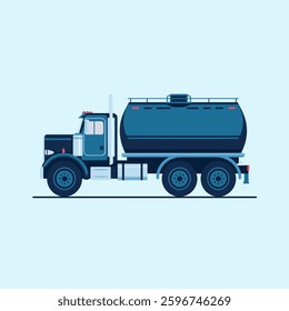 A tanker truck, isolated on a plain background, designed for transporting liquids such as fuel, water, or chemicals with a large cylindrical tank and a sturdy chassis for secure delivery.
