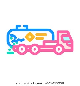 caminhão-tanque vazando materiais perigosos ícone de cor vetor. caminhão-tanque vazando sinal de materiais perigosos. ilustração de símbolo isolado
