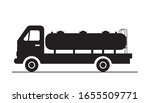 Tanker truck. Medium Size Water or Fuel Truck Isolated Silhouette