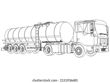 Tanker Truck Outline Vector Special Machines Stock Vector (Royalty Free ...