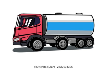 Tanker truck vector illustration. Petroleum tanker, petrol truck, gasoline cistern
