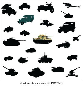 Tanks, Artillery And Vehicles From Second World War Vector