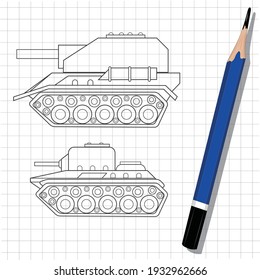 Tanks are drawn on checkered paper 