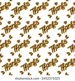 Tanks Hand drawn lettering with heart shaped design element Seamless pattern Abstract background 