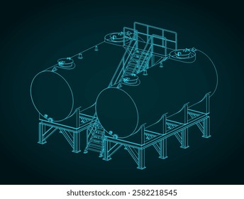 Tanks for petroleum products isometric blueprints