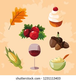 tanksgiving food set icons