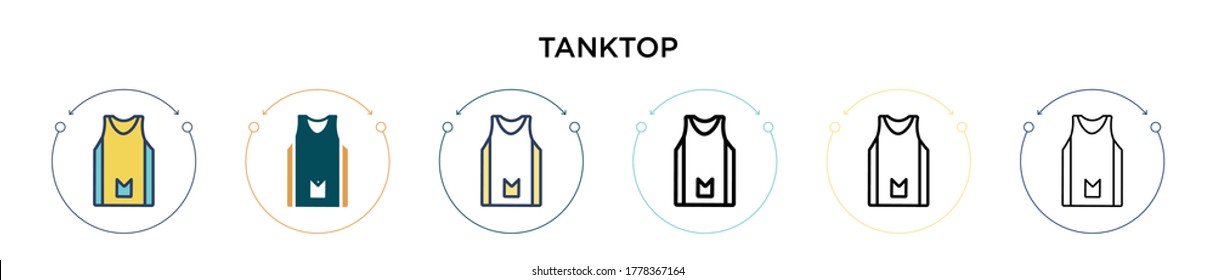 Tanktop icon in filled, thin line, outline and stroke style. Vector illustration of two colored and black tanktop vector icons designs can be used for mobile, ui, web