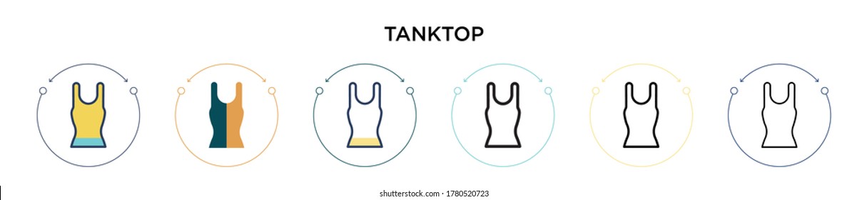 Tanktop icon in filled, thin line, outline and stroke style. Vector illustration of two colored and black tanktop vector icons designs can be used for mobile, ui, web