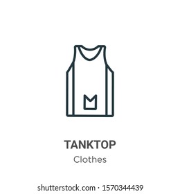 Tanktop outline vector icon. Thin line black tanktop icon, flat vector simple element illustration from editable  concept isolated on white background