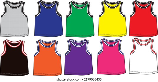 tanktop sport wear sleeveless with rib more color template design flat design