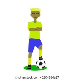tanned left-handed soccer player in yellow uniform