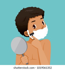 Tanned Skin Man Shaving His Beard, Facial, Skin, Treatment, Beauty, Cosmetic, Makeup, Healthy, Lifestyle