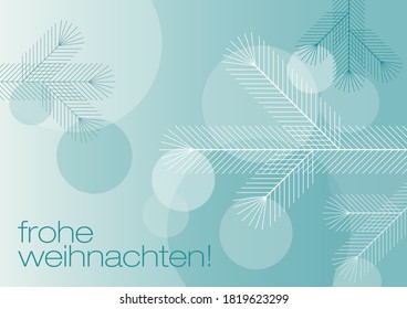 Tannenzweige mit farbigen Christbaumkugeln als Weihnachtsgruß, minimalistisch und geometrischer Stil