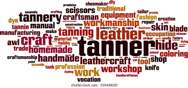 Tanner word cloud concept. Vector illustration