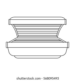 Tanning Bed Icon In Outline Style Isolated On White Background. Skin Care Symbol Stock Vector Illustration.