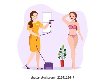 Tanning Bed Procedure to Get Exotic Skin with Modern Technology at the Spa Salon Solarium in Flat Cartoon Hand Drawn Templates Illustration