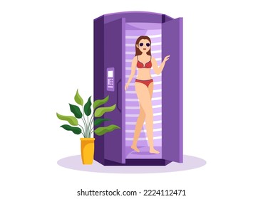Sonnenstudio Spa Salon Solarium in Flach Cartoon Illustration mit handgezeichneten Vorlagen für Exotic-Haut mit moderner Technik