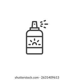 Tanning Oil Spray line icon. linear style sign for mobile concept and web design. Sun tanning oil bottle outline vector icon. Symbol, logo illustration. Vector graphics