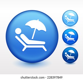 Tanning on Blue Round Button