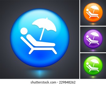 Tanning on Blue Round Button