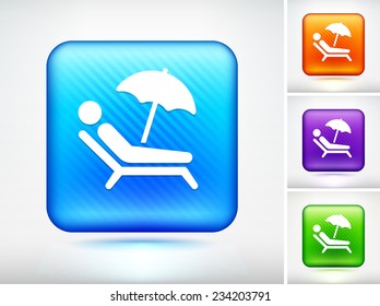 Tanning on Blue Square Button