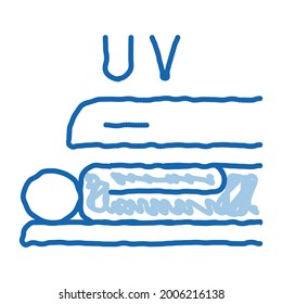 Tanning in Solarium sketch icon vector. Hand drawn blue doodle line art Tanning in Solarium sign. isolated symbol illustration