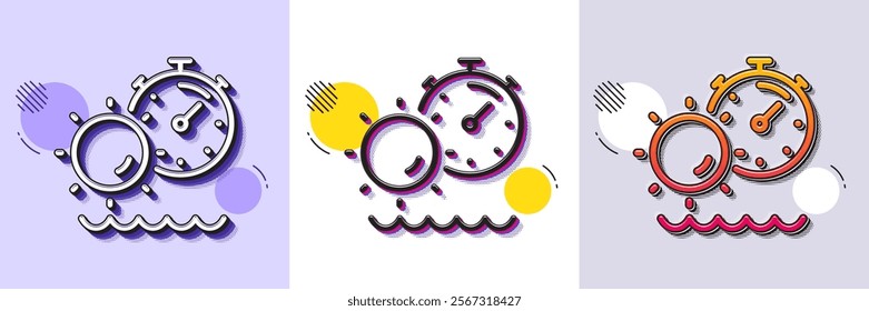 Tanning time line icon. Halftone dotted pattern. Gradient icon with grain shadow. Uv sun protect sign. Sunscreen effect symbol. Line tanning time icon. Various designs. Vector