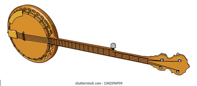 A tanpura is a long-necked plucked string instrument originating from India found in various forms in Indian music vector color drawing or illustration