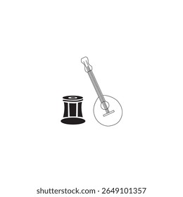 Tanpura and Tabla Vector Illustration – Traditional Musical Instruments
