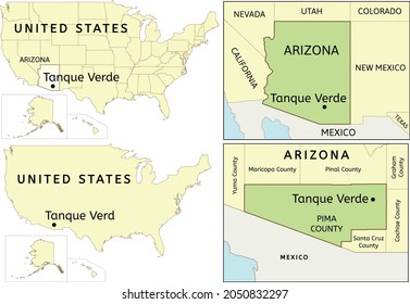 Tanque Verde census-designated place location on USA, Arizona state and Pima County map