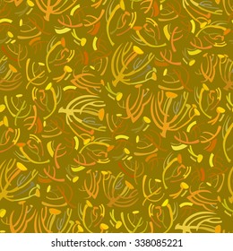 Tansy twigs pattern. Golden pistachio autumn background. Vector illustration.