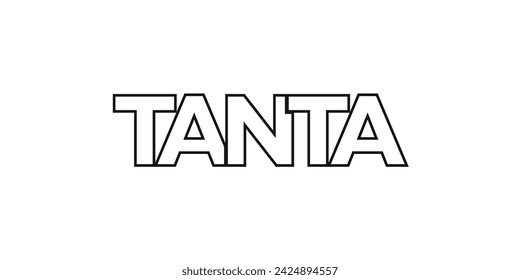 Tanta in the Egypt emblem for print and web. Design features geometric style, vector illustration with bold typography in modern font. Graphic slogan lettering isolated on white background.