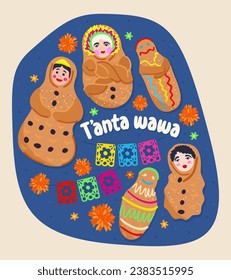 T'anta wawa. Cariño. Plato peruano tradicional. Rollo dulce en forma de pequeño niño. 