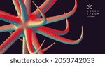 Tantacles with dynamic effect. Cover design template. Futuristic technology style. Voxel art. Design for print products. 3d vector illustration for poster, card, flyer or brochure.