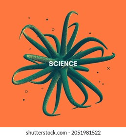 Tênceis com efeito dinâmico. Modelo de design de capa. Estilo de tecnologia futurista. Voxel art. Design para produtos de impressão. Ilustração vetorial 3d para cartaz, cartão, folheto ou brochura.