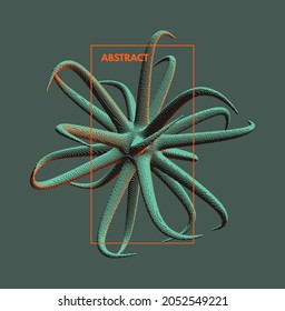 Tantacles with dynamic effect. Cover design template. Futuristic technology style. Voxel art. Design for print products. 3d vector illustration for poster, card, flyer or brochure.