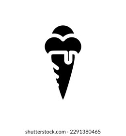 Tantalizing Ice Cream Cone icon in black fill mode. Vector illustration template in trendy style. Editable graphic resources for many purposes.