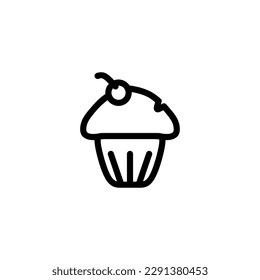 Tantalizing Muffin or Cup cake icon in outline mode. Vector illustration template in trendy style. Editable graphic resources for many purposes.
