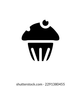 Tantalizar el ícono de Muffin o Taza en modo de relleno negro. Plantilla de ilustración vectorial en estilo de moda. Recursos gráficos editables para muchos fines.