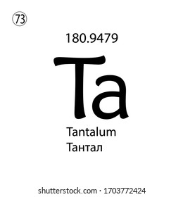 Tantalum chemical element. The inscription in Russian and English is Tantalum. vector illustrator