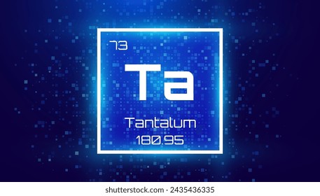 Tantalio. Elemento de tabla periódica con etiqueta de símbolo. Tarjeta de elemento químico con número y peso atómico. Diseño para Educación, Laboratorio, Clase de Ciencias. Ilustración vectorial.