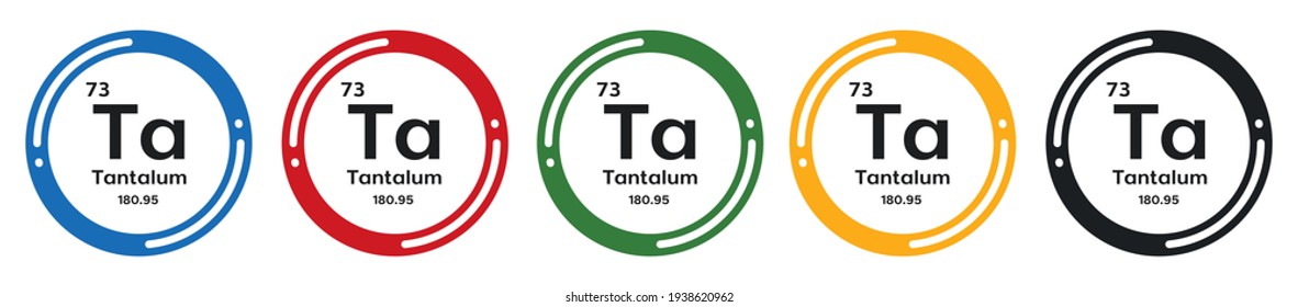 Tantal-Symbol-Set. flache design, Vektorgrafik in 5 farbigen optionen für webdesign