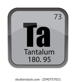 Tantalum Ta icon. Number seventy three. Mass 180.95 detail. One hundred eighty point nine five.